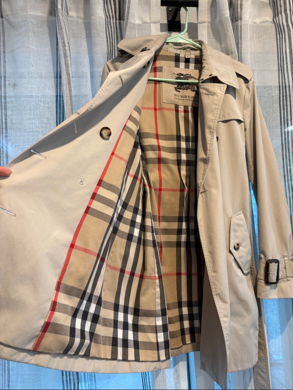Burberry Beige Short Trench Coat with Signature Check Lining US 6 - Picture 3 of 11